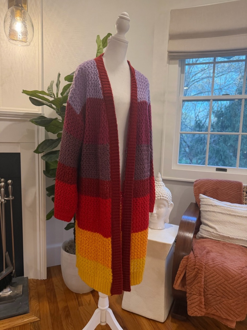 Farm Rio - Colorblock Long Cardigan Sweater - Multicolor - Picture 2 of 5